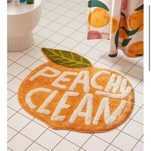 Urban Outfitters Peachy Clean bath mat and shower curtain in good used condition